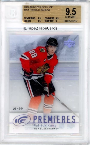 2007-08 Upper Deck Ice Premiers Rookie /99 BGS 9.5 Patrick Kane front